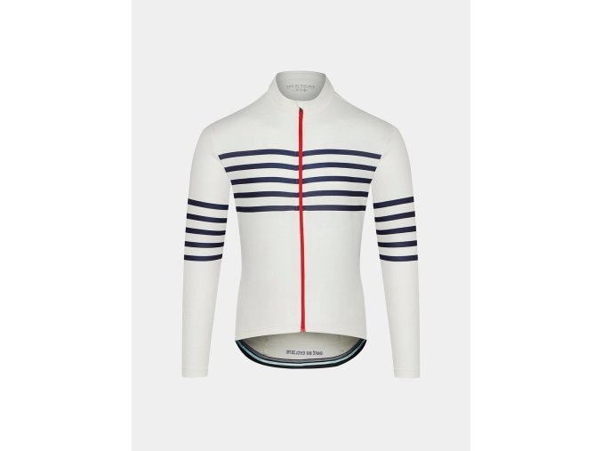 Pánský cyklo dres s dlouhým rukávem MERINO CLAUDETTE White bílá
