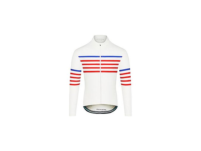 Pánský cyklo dres s dlouhým rukávem MERINO CLAUDETTE Charlie White bílá