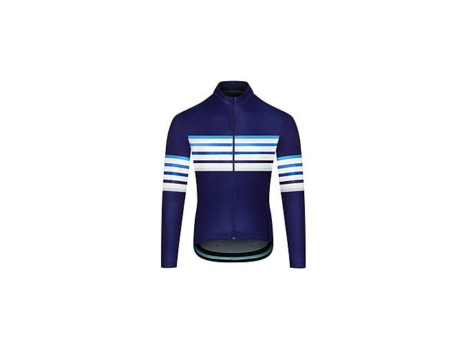Pánský cyklo dres s dlouhým rukávem MERINO CLAUDETTE Camaieu Modré pruhy