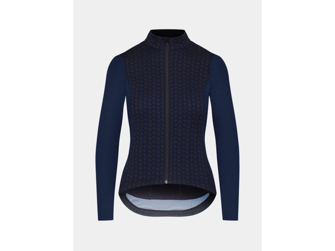 Dámský cyklo dres s dlouhým rukávem MERINO AUDAX IRMA Navy Námořní modrá