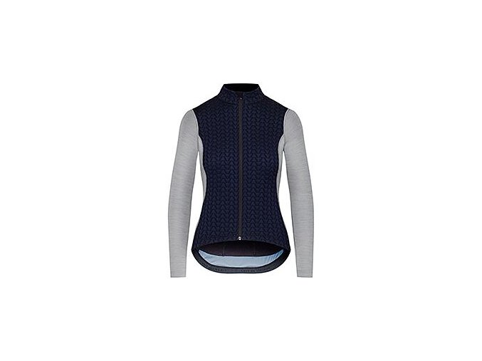 Dámský cyklo dres s dlouhým rukávem MERINO AUDAX IRMA Navy Grey Námořní modrá s šedou