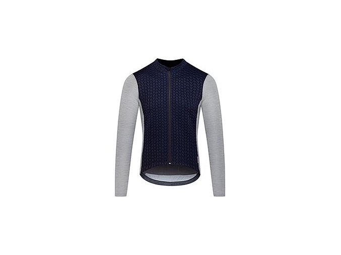 Pánský cyklo dres s dlouhým rukávem MERINO AUDAX IRMA Navy Grey Námořní modrá s šedou
