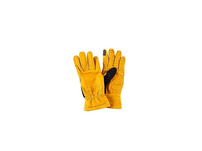 Rukavice na kolo kožené - série GRAVEL - hořčicemen women gloves cycling leather yellow[1]