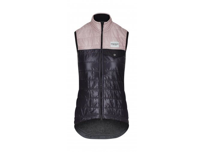 CAFÉ DU CYCLISTE - dámské cyklistické vesty - vesta Merino WOMEN'S ALBERTINE námořní modrá a růžová