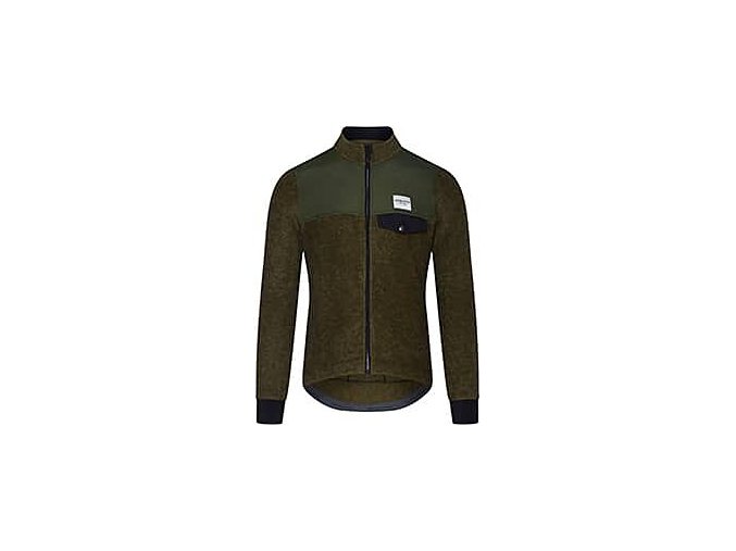 Pánský cyklo dres s dlouhým rukávem vlněný ALPHONSINE Khaki Zelená