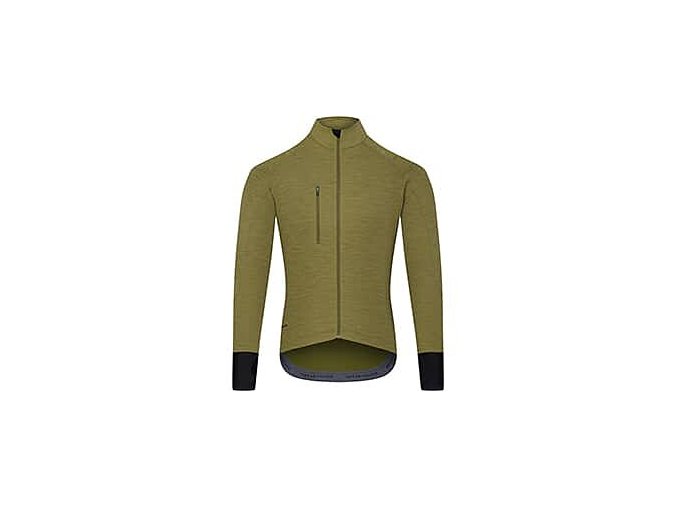 Pánský cyklo dres s dlouhým rukávem MERINO YOLANDE Khaki Vojenská zelená