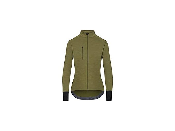 Dámský cyklo dres s dlouhým rukávem MERINO YOLANDE Khaki Vojenská zelená
