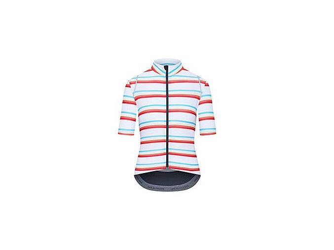 Dámský cyklo dres AUDAX MONA Stripe Cream Orange Blue Proužek krémově oranžová a modrá