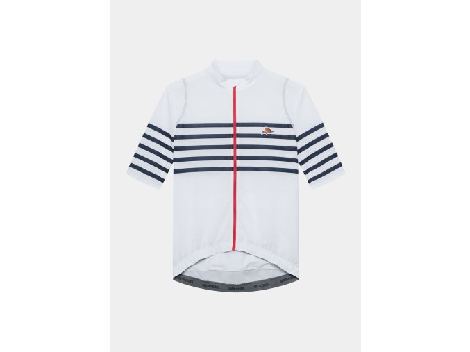Pánský cyklo dres AUDAX MONA V2 White Navy blue stripe Bílá s proužky námořní modré