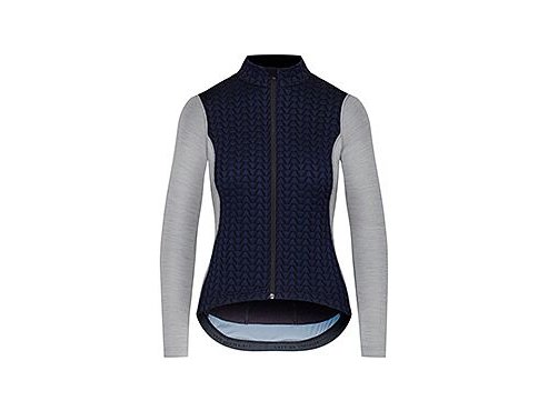 Dámský cyklo dres s dlouhým rukávem MERINO AUDAX IRMA Navy Grey Námořní modrá s šedou