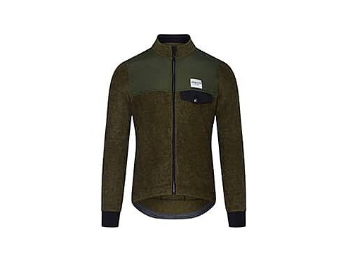 Pánský cyklo dres s dlouhým rukávem vlněný ALPHONSINE Khaki Zelená