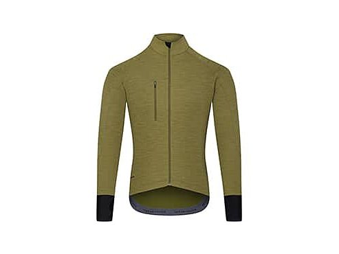 Pánský cyklo dres s dlouhým rukávem MERINO YOLANDE Khaki Vojenská zelená