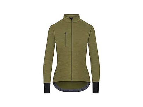 Dámský cyklo dres s dlouhým rukávem MERINO YOLANDE Khaki Vojenská zelená