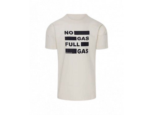 Bavlněné tričko s nápisem NO GAS FULL GAS světle béžová