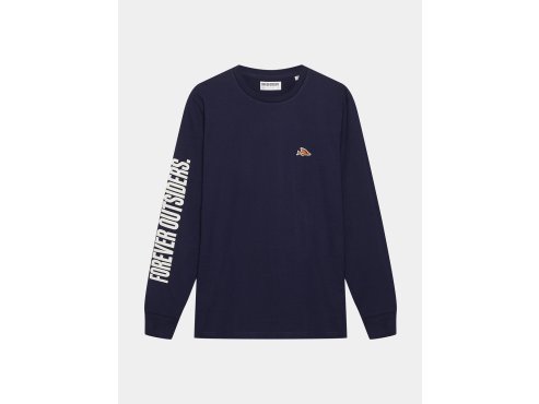 Bavlněné tričko s dlouhým rukávem MARIA UNISEX Navy Námořnická modrá