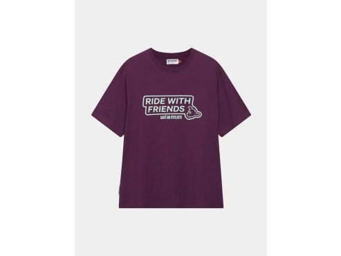 Bavlněné tričko ANNE RIDE WITH FRIENDS UNISEX Quetsche Purple Fialové sevření