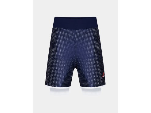 GRAVEL pánské cyklo kraťasy 2v1 MICKAELA V2 Navy White Námořní modrá a bílá