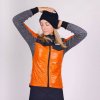 Dámská zimní cyklo bunda na kolo Merino ALBERTINE oranžová s námořní modrou