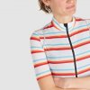 Dámský cyklo dres AUDAX MONA Stripe Cream Orange Blue Proužek krémově oranžová a modrá