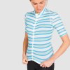 Dámský cyklo dres AUDAX MONA Stripe Blue Water Green Proužek modrá voda a zelená