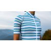 Dámský cyklo dres AUDAX MONA Stripe Blue Water Green Proužek modrá voda a zelená