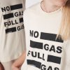 Bavlněné tričko s nápisem NO GAS FULL GAS světle béžová
