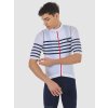 Pánský cyklo dres AUDAX MONA V2 White Navy blue stripe Bílá s proužky námořní modré