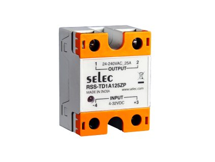 RSS TD1A125ZP SSR rele do 25A 230VAC TRIAC ovladanie 24 VDC rozsah 4 32VDC 1