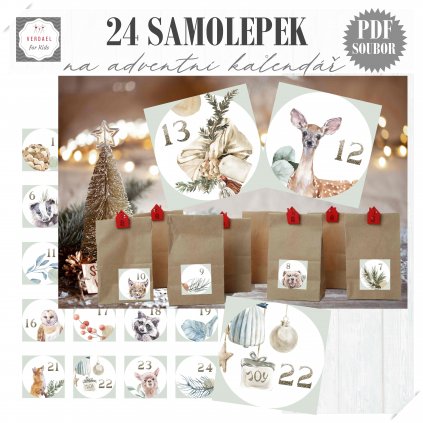 24 adventních samolepek