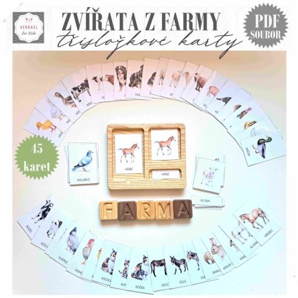 trislozkove karty zvirata z farmy