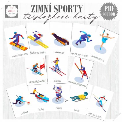 třísložkové karty ZIMNÍ SPORTY