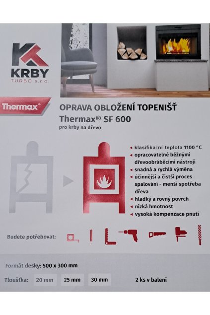 KOVARSON GEKON THERMAX deska nad hořák 500x300x20mm-řeže se dle rozměru kotle (EKORET-přikl.dvířka)