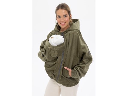 Nosicí a těhotenská manšestrová bunda⁄bomber Olive3