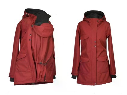 Softshellový kabát přední nošení odepínací beránek bordó1