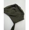 Dětská zavazovací merino čepice Báb - olivová zelená