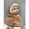Dětská zimní merino kukla Bumbálka - Béžovo hnědý melír / sv.šedý melír