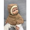 Dětská zimní merino kukla Bumbálka - Béžovo hnědý melír / sv.šedý melír