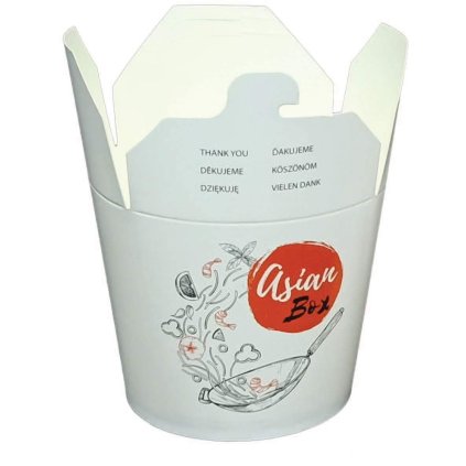 Box na nudle bílý s potiskem 450ml