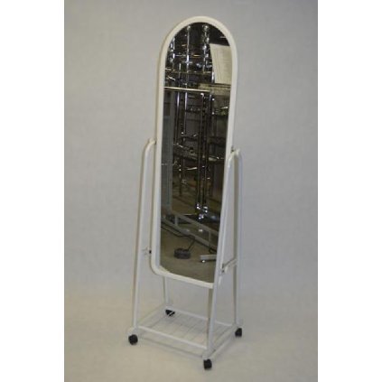 Pojízdné zrcadlo velké, hliníkový rám, bílý lak