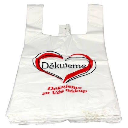 Taška Děkujeme, 300+170x520mm, 17my, 100ks/10bal., 680g