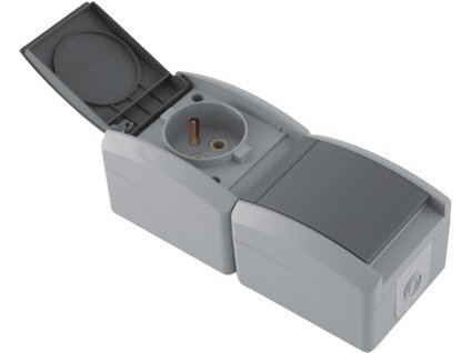 Zásuvka SetQ 2x2P+E vertikálna antracit/šedá IP44