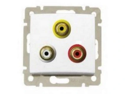 Valena zásuvka 3RCA, biela, 770084