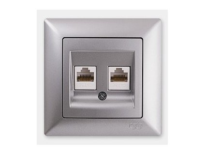VISAGE AMBIENCE 2x dátová zásuvka CAT5e strieborná