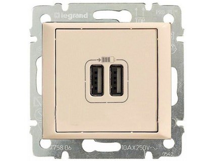 VALENA USB nabíjačka 2xUSB béžová 774170