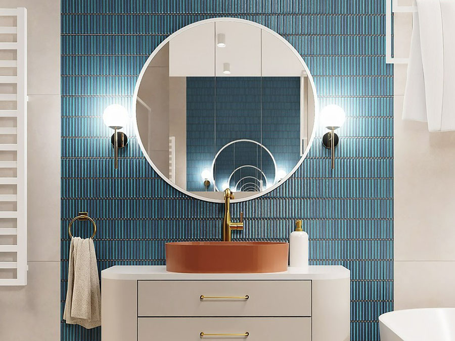 Kit-kat mozaika v azurové modři láká ke koupeli