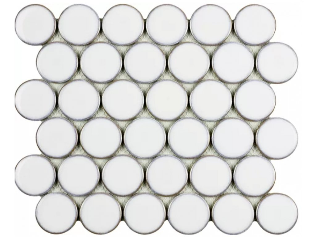 mallas circle white keramicka mozaika tvar kolecko
