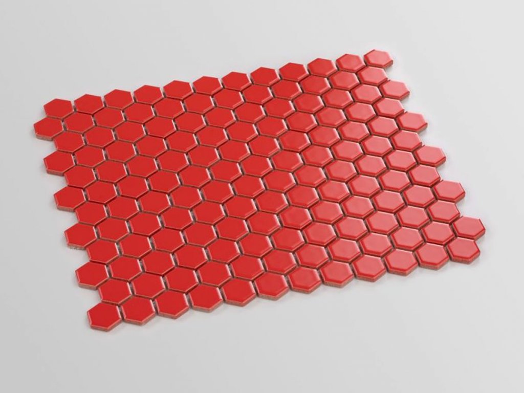 hexagon maly mozaika cervena matna koupelny kuchyne 01