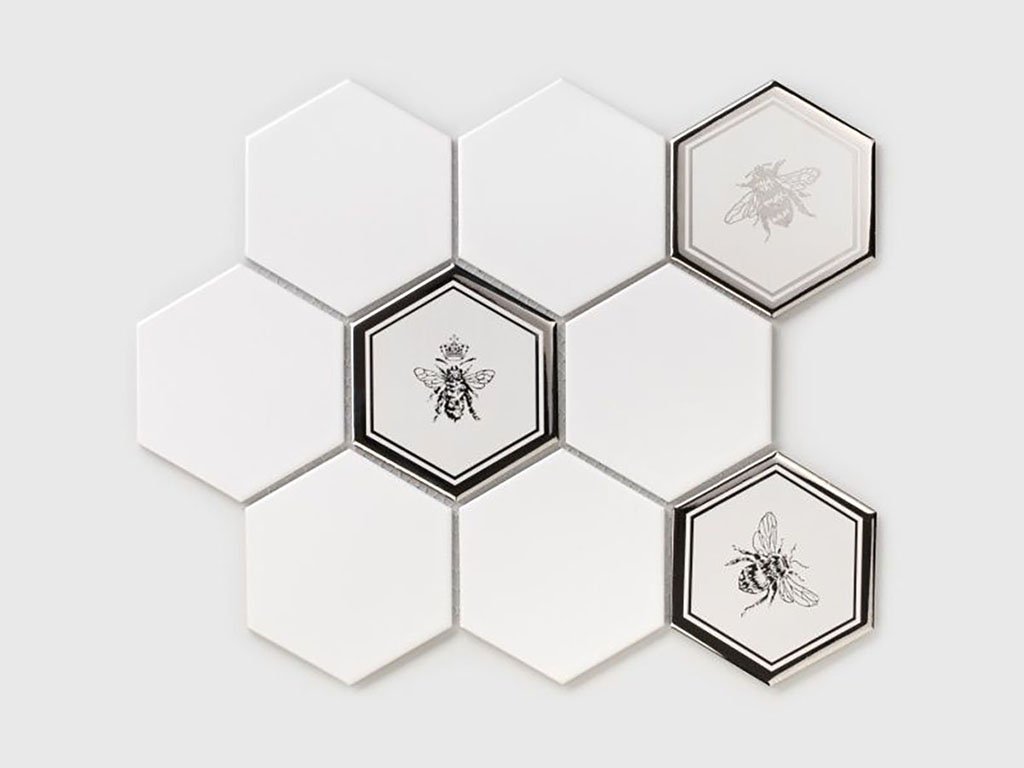 mozaika vcely stribrna hexagon sestiuhelnik podlahy steny koupelny kuchyne 03