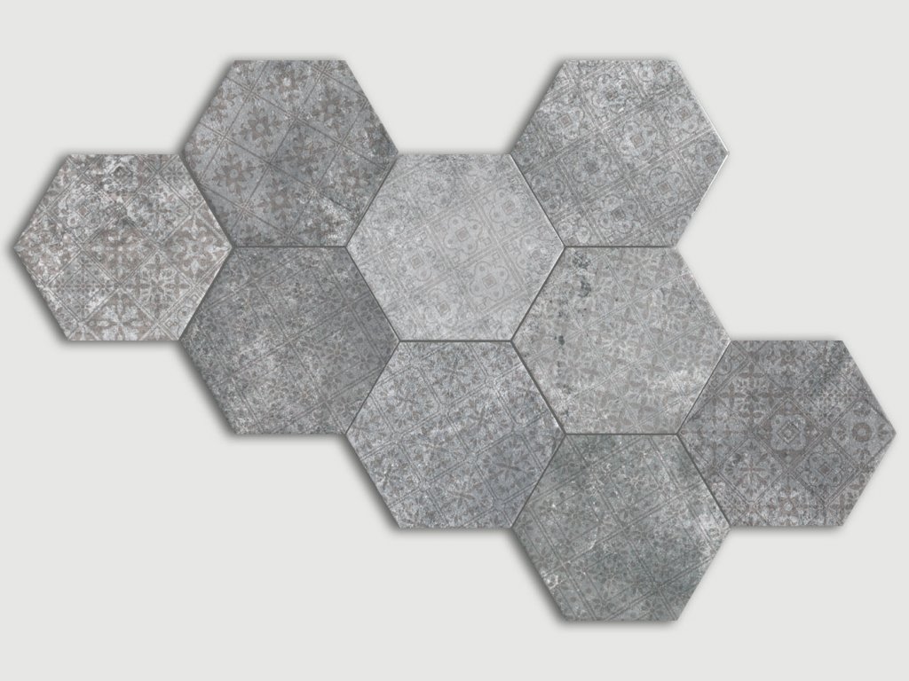 monopole pompeia decor gris dlazba hexagon vzorovana vintage