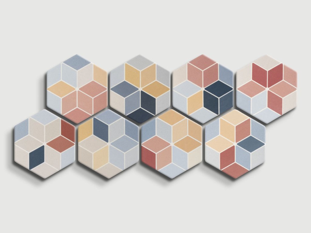 minima 8 6 multi color 2 quintessenza obklady patchwork hexagon 04